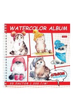 Альбом д/акварели 20л 205х205мм 200г/м2 спир Плюшевые котики 31447 Хатбер