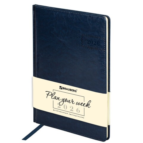 Еженедельник дат 2026 г А4 исккожа твобл син Imperial 117157 Brauberg Еженедельник дат 2026 г А4 исккожа твобл син Imperial 117157 Brauberg