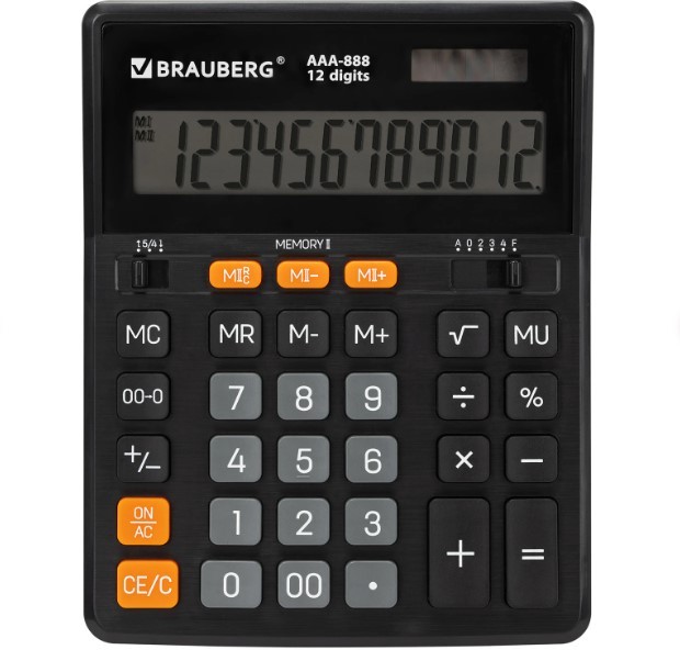Калькулятор настол 12 разряд чёрный 273981 Brauberg