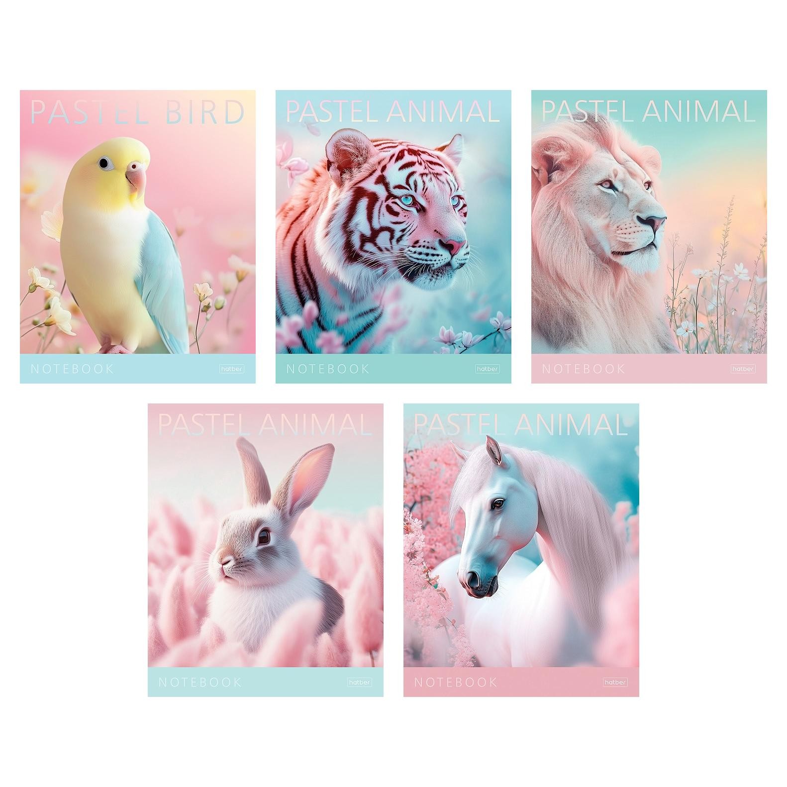 Тетрадь 96л кл пластобл Pastel Animals 96Т5В1пл Хатбер