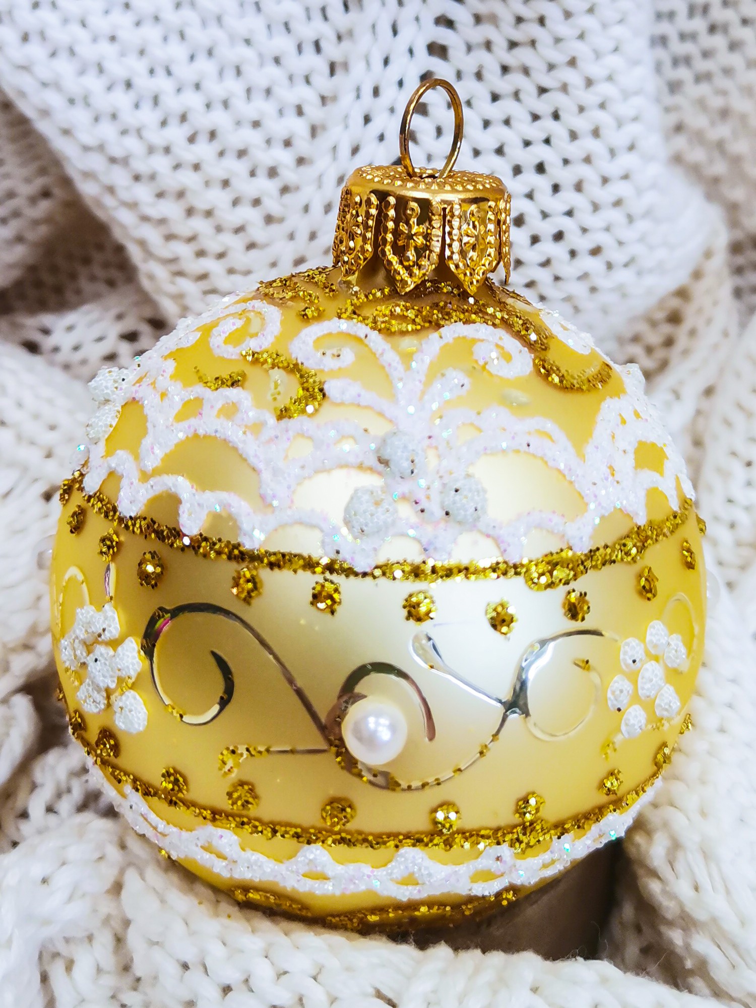 Елочное украшение Шар "Золотой узор" 