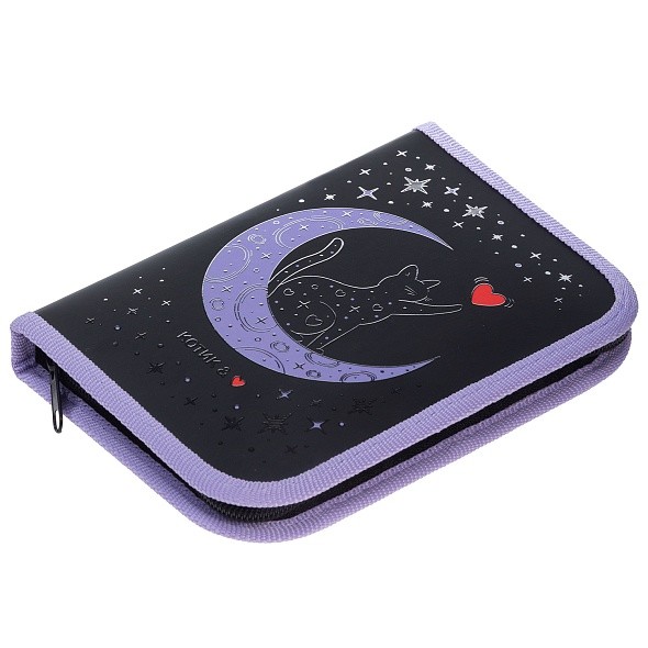 Пенал 1 отделение, 1 откидная планка Звездный котик 46074 Хатбер