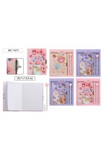 Записная книжка А5 твобл на замочке+ручка гел подарупак Лапки 7473 Basir