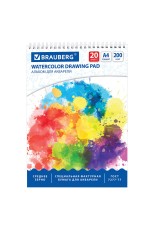 Альбом для акварели А4 20л 200г/м на спирали Краски 126308 Brauberg