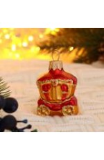 Елочная игрушка стекло Карета h-6см в упаковке ФУ-177