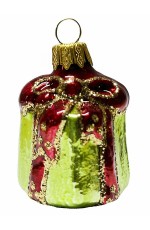 Елочная игрушка стекло Подарок зеленый h-6см в упаковке ФУ-167/4