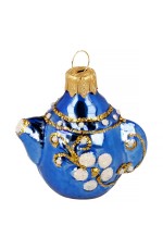 Елочная игрушка стекло Чайник синий h-6см в упаковке ФУ-161/7