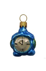 Елочная игрушка стекло мини серия Будильник голубой h-5см в упаковке ФУП-1840/19/2