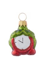 Елочная игрушка стекло мини серия Будильник красный h-5см в упаковке ФУП-1840/19/1