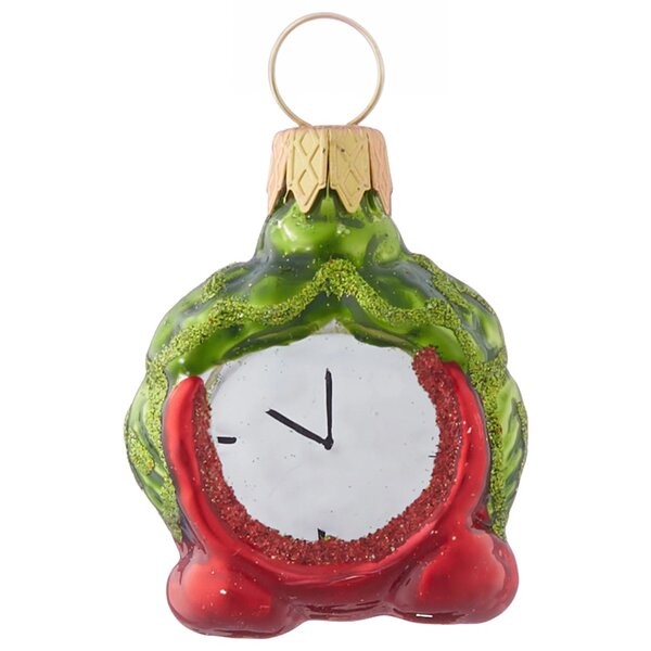 Елочная игрушка стекло мини серия Будильник красный h-5см в упаковке ФУП-1840/19/1