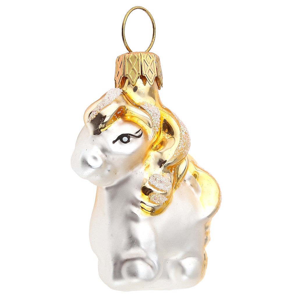 Елочная игрушка стекло мини серия Пони золото h-5см в упаковке ФУП-1834/19/3