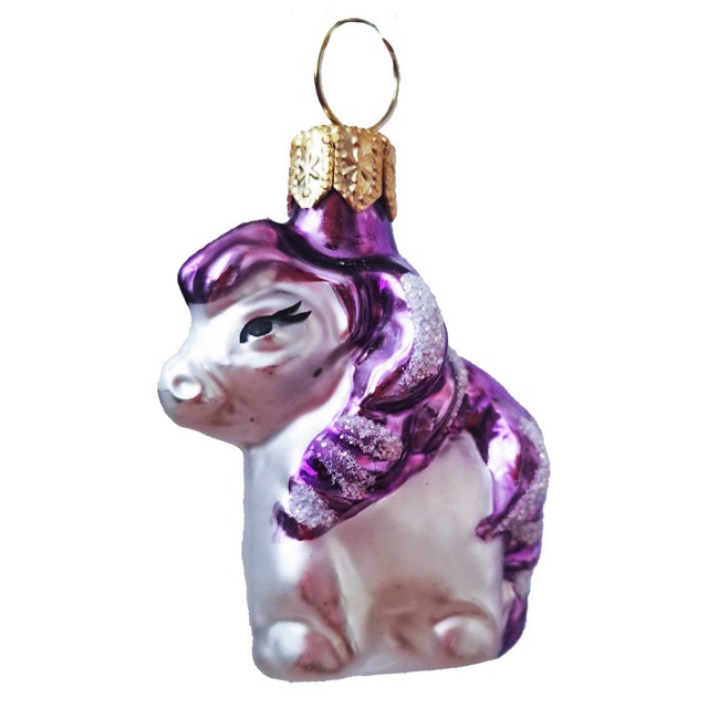 Елочная игрушка стекло мини серия Пони фиолетовый h-5см в упаковке ФУП-1834/19/1