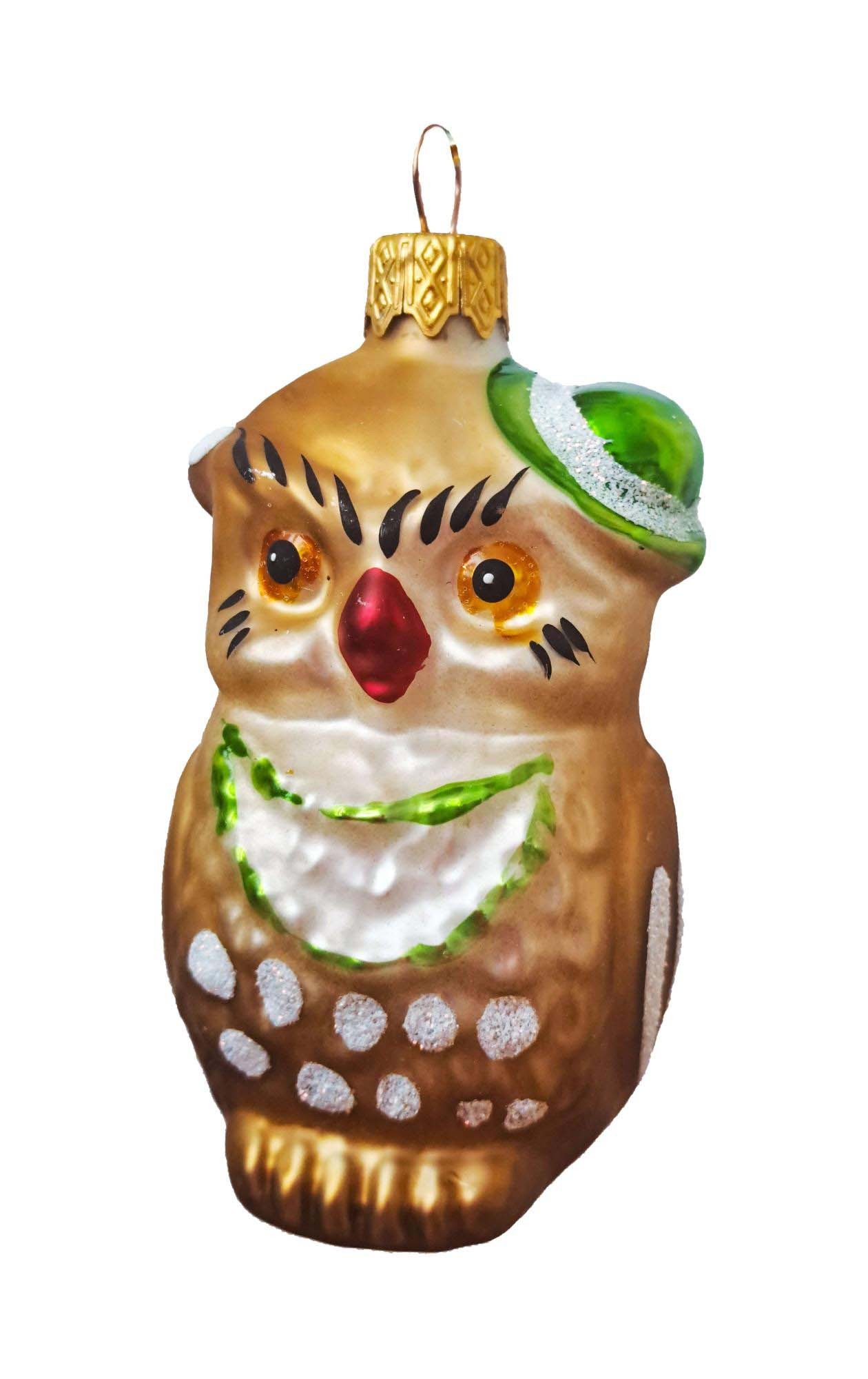 Елочная игрушка стекло Сова-дама h-9 5см в упаковке ФУ-758