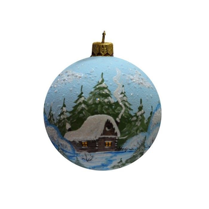 Шар стекло 100мм Морозный день в упаковке КУ-100-204130