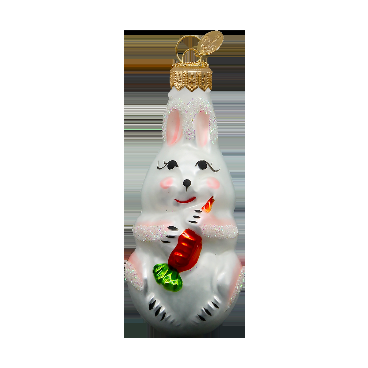 Елочная игрушка стекло Зайчик h-11см в упаковке ФУ-108