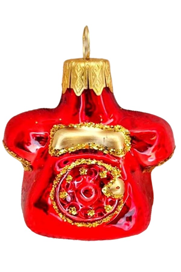 Елочная игрушка стекло Телефон красный h-6см в упаковке ФУ-184/1