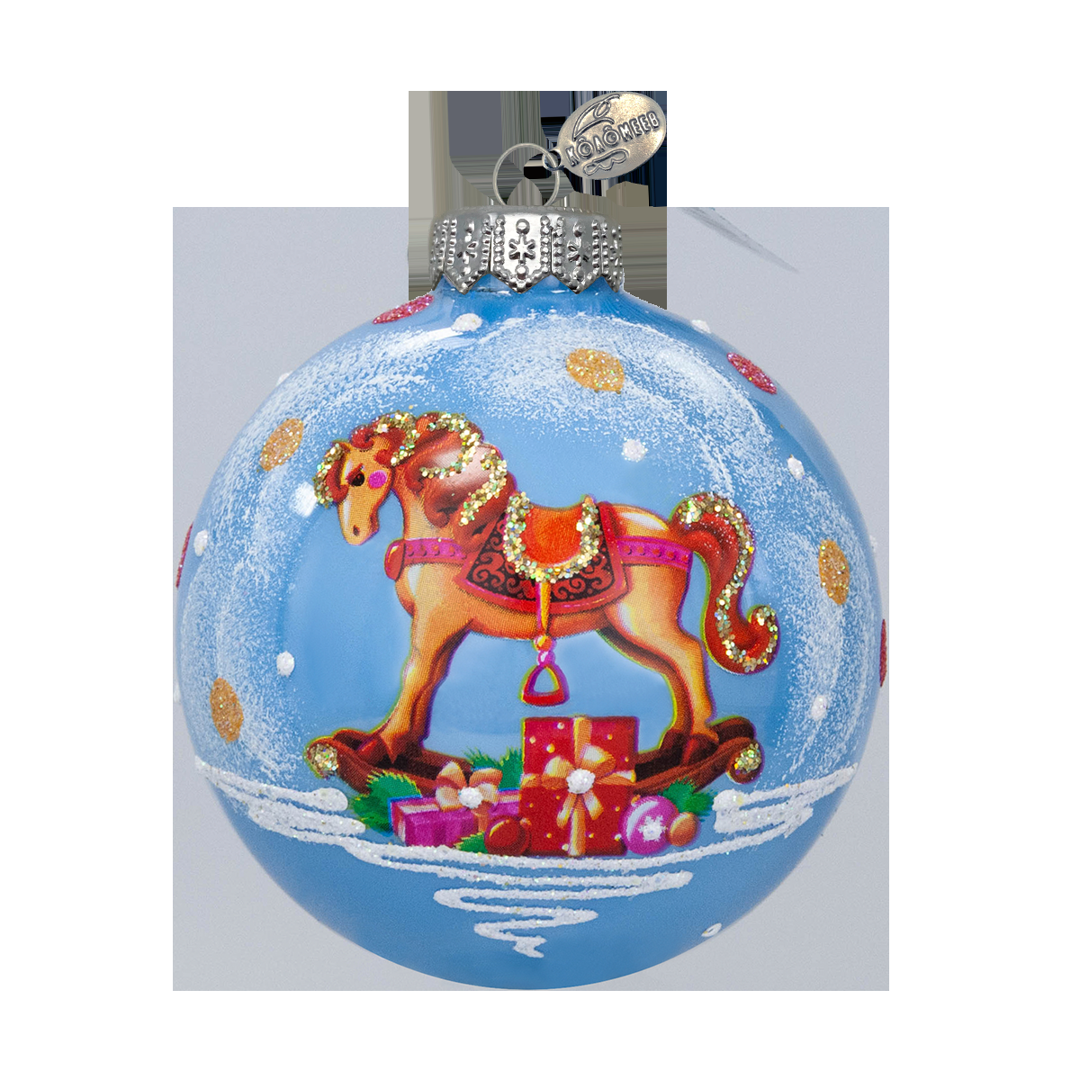 Шар СГ 2026 стекло 65мм Лошадка детская в упаковке КУ-65-254017