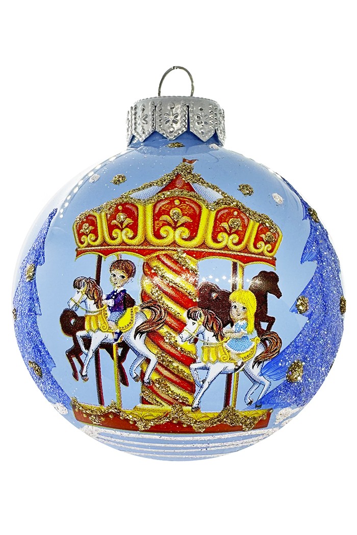 Шар СГ 2026 стекло 80мм Весёлая карусель в упаковке КУ-80-244004/1