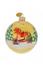 Шар СГ 2026 стекло 80мм Лошадка качалка в упаковке КУ-80-254015