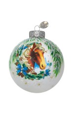 Шар СГ 2026 стекло 80мм Лошадка снежная в упаковке КУ-80-254011