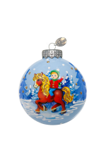 Шар СГ 2026 стекло 80мм Мальчик на лошадке в упаковке КУ-80-244001