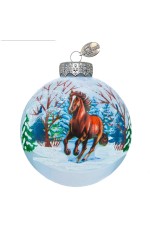 Шар СГ 2026 стекло 100мм Лошадка быстрая 1 в упаковке КУ-100-254004/1