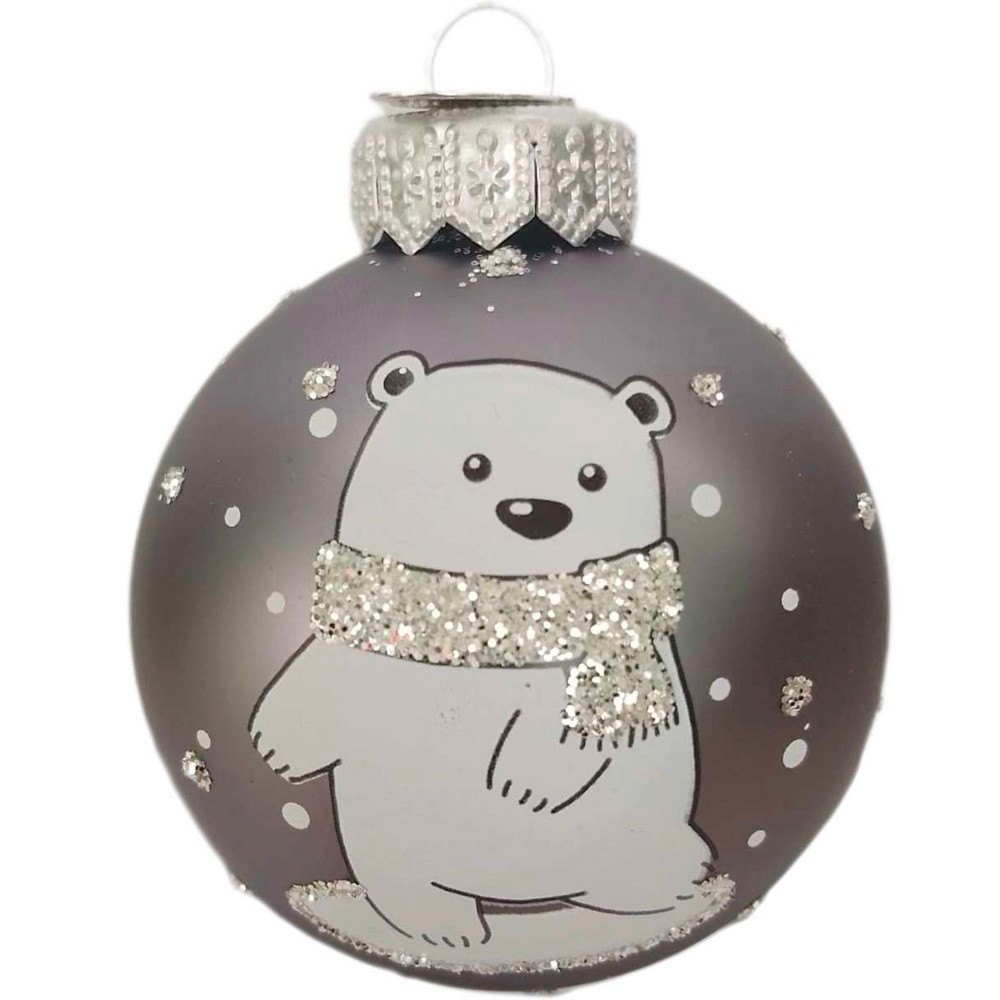 Шар стекло 65мм Веселый медвежонок 4 в упаковке КУ-65-224178/4