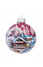 Шар стекло 65мм Крестьянские домики в упаковке КУ-65-234129