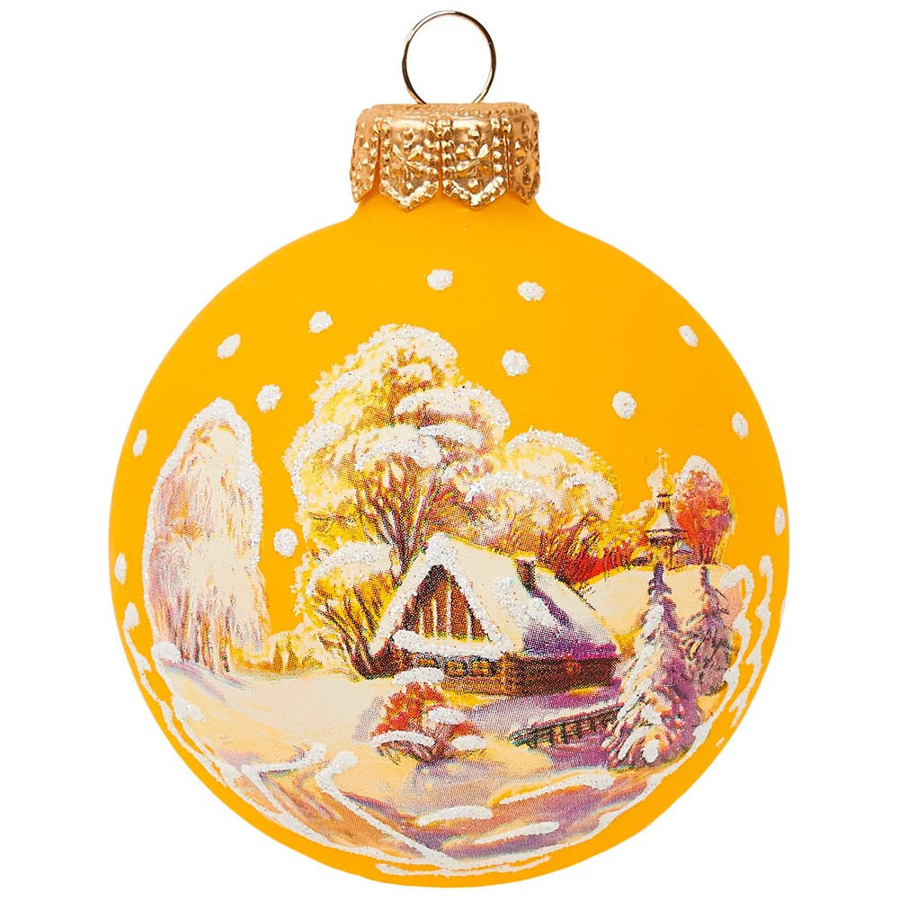 Шар стекло 65мм Русская зима 3 в упаковке КУ-65-214191