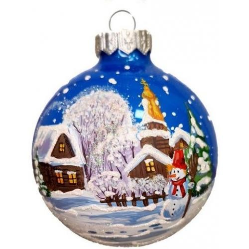 Шар стекло 80мм Крещенский вечер в упаковке КУ-80-244046