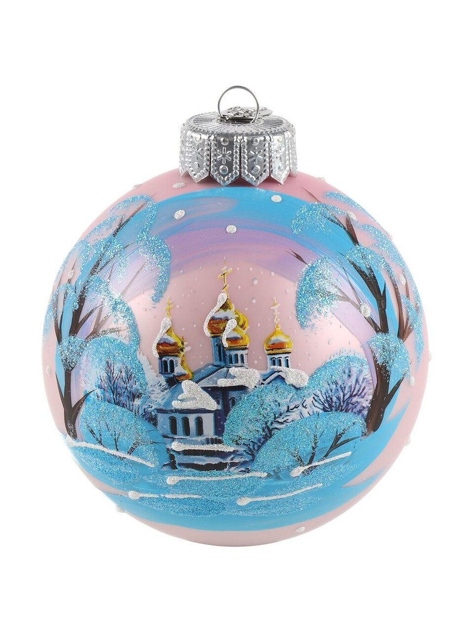 Шар стекло 100мм Пейзаж морозный 1 в упаковке КУ-100-234086/1