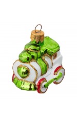 Елочная игрушка стекло Паровозик зеленый в упаковке ФУ-66/1