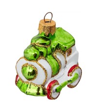Елочная игрушка стекло Паровозик зеленый в упаковке ФУ-66/1