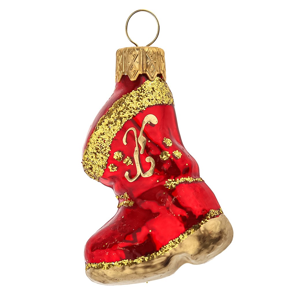 Елочная игрушка стекло Сапожок красный h-6см в упаковке ФУ-194/1
