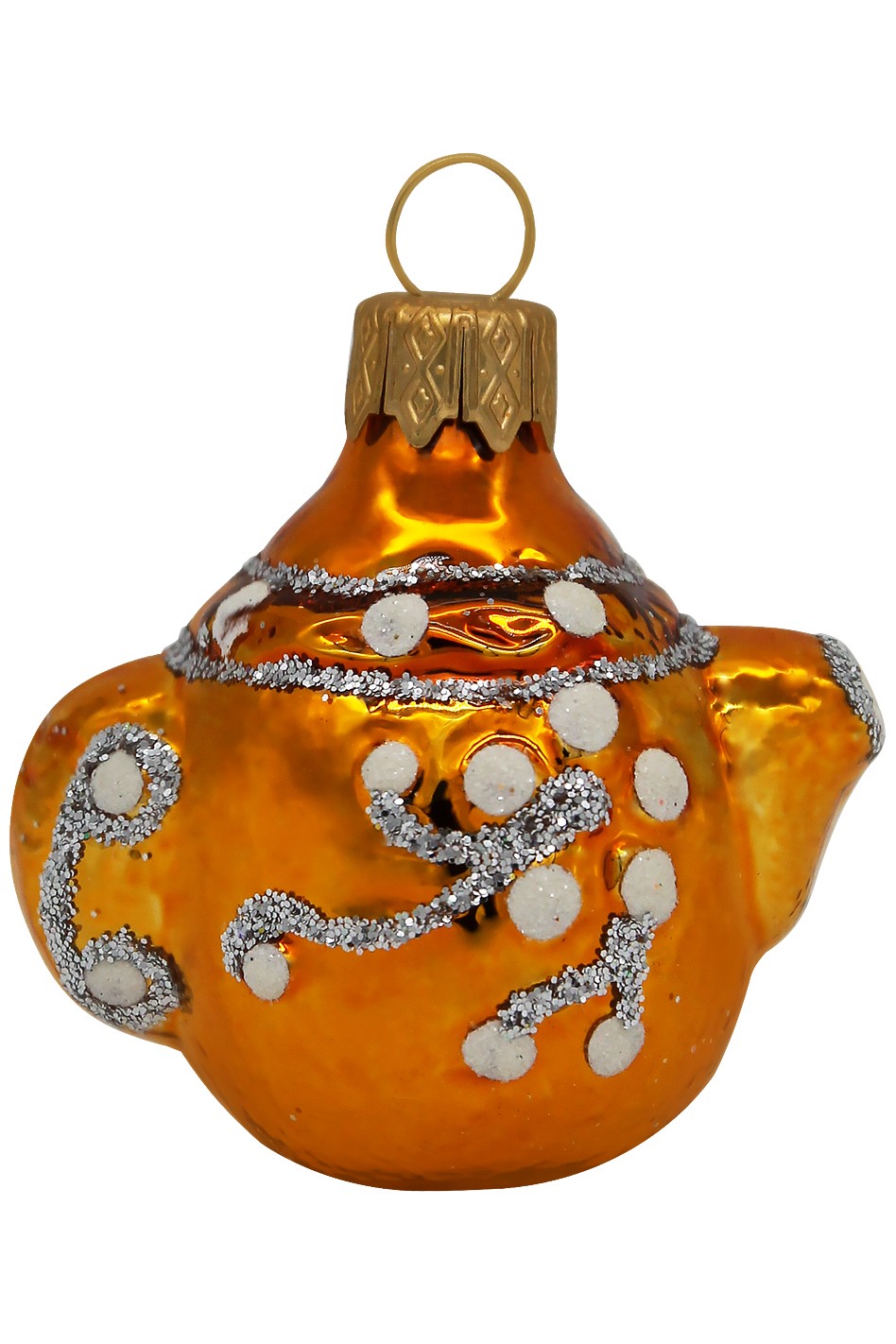 Елочная игрушка стекло Чайник золото h-6см в упаковке ФУ-161/5