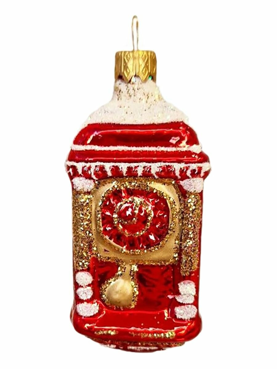 Елочная игрушка стекло Часы-тумба красные h-9см в упаковке ФУ-102/2/3