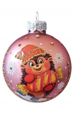 Шар стекло 65мм Ёжик с конфеткой в упаковке КУ-65-234075