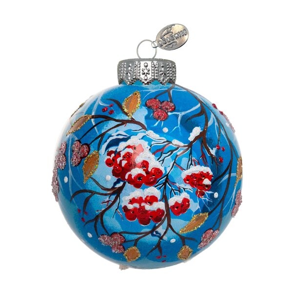 Шар стекло 80мм Зимнее чудо 1 в упаковке КУ-80-254082