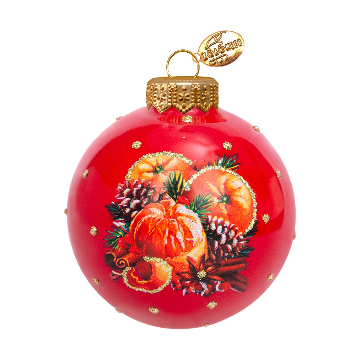 Шар стекло 80мм Фрукты зимние в упаковке КУ-80-254026