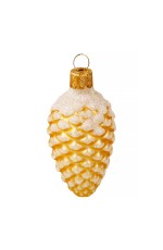 Елочная игрушка стекло Шишка в снегу h-9см золото в упаковке ФУ-2-90/21 золгл
