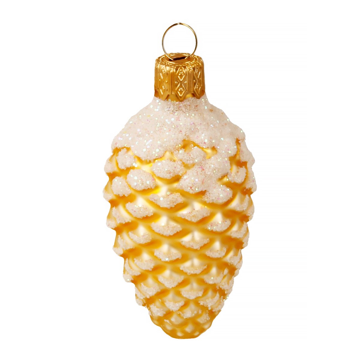 Елочная игрушка стекло Шишка в снегу h-9см золото в упаковке ФУ-2-90/21 золгл