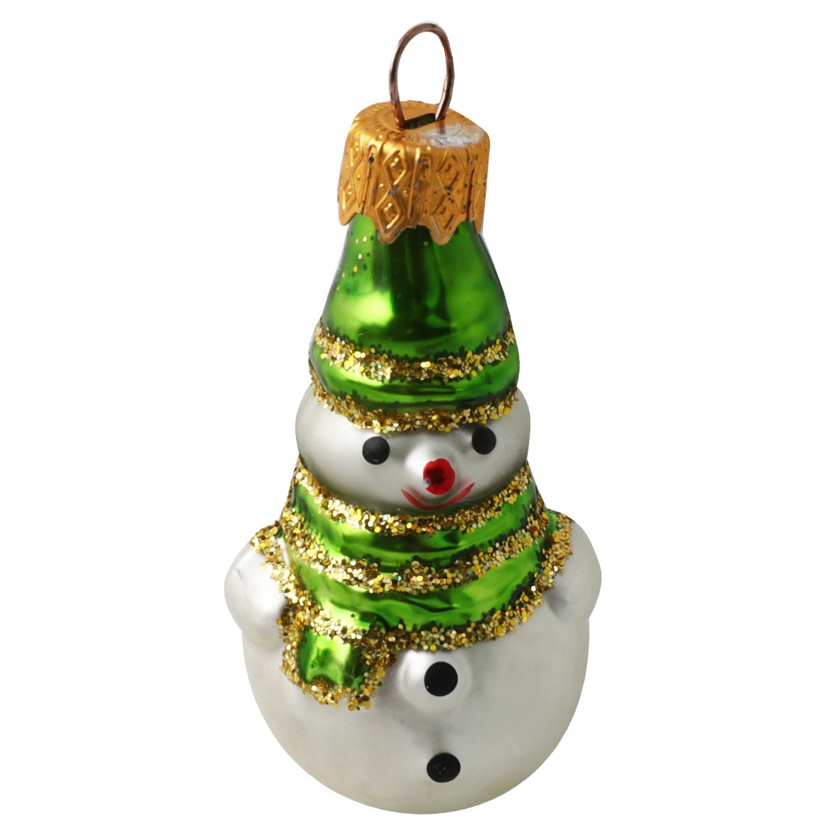 Елочная игрушка стекло Снеговик мини h-7см в упак ФУ-76/6