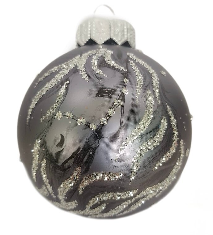 Шар СГ 2026 стекло 65мм Лошадка контурная в упаковке КУ-65-254051/1