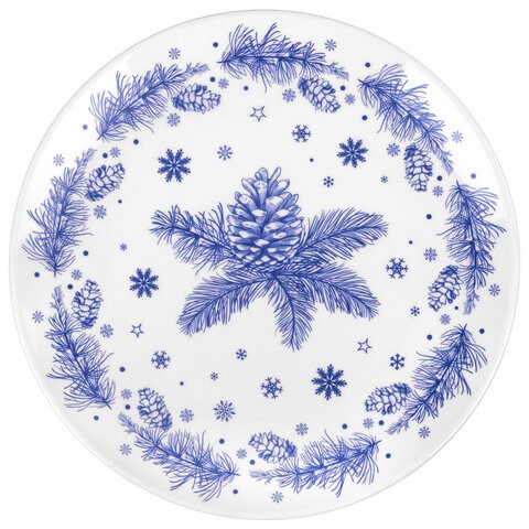 Тарелка сервировочная Еловые ветки 23 см 592548 Золотая сказка
