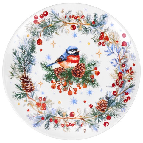 Тарелка сервировочная Снегирь 23 см 592549 Золотая сказка
