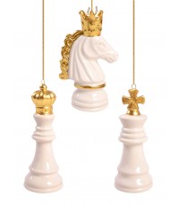 Новогоднее украшение подвесное Набор 3 шахмат фигур фарфор в коробке 94956 Феникс