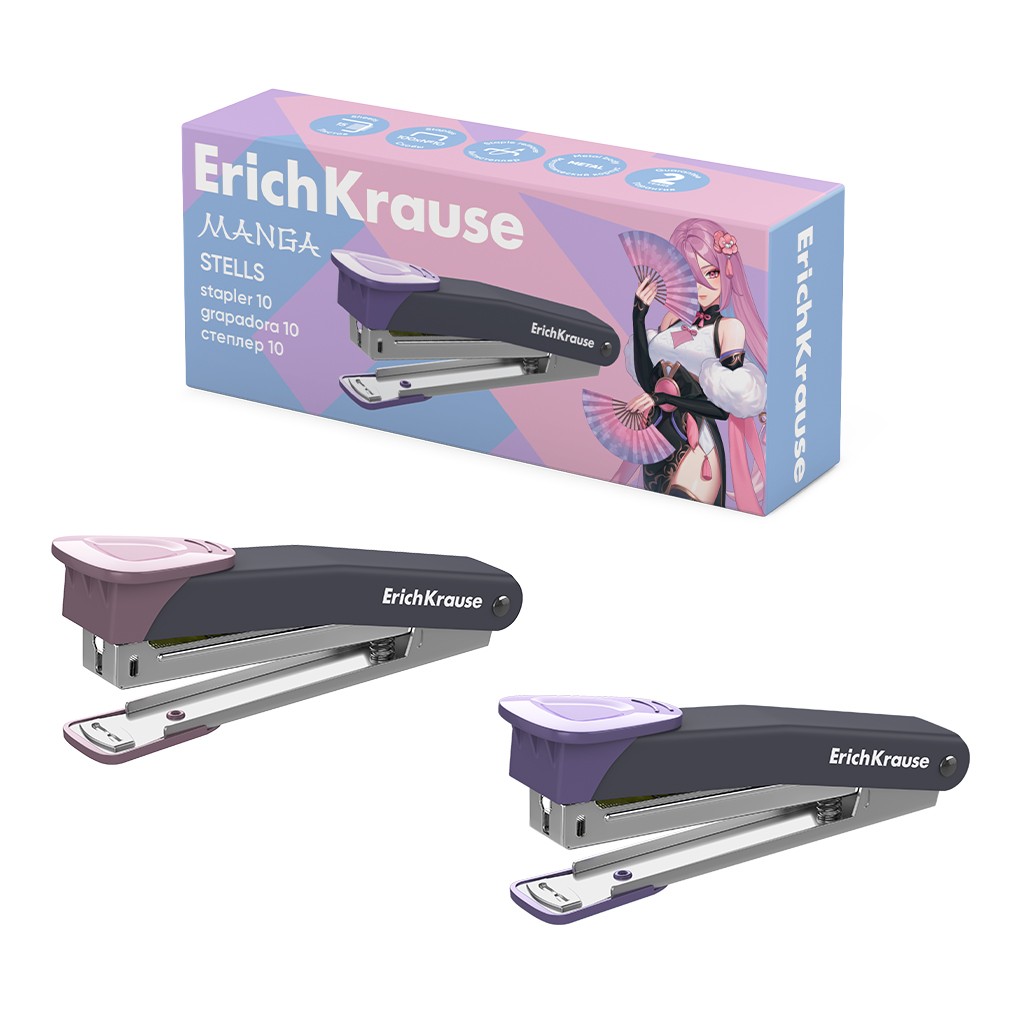 Степлер №10 до 15л ассорт Stells Manga 61738 Erich Krause