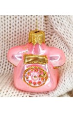 Елочная игрушка стекло Телефон розовый h-6см в упаковке ФУ-184/2