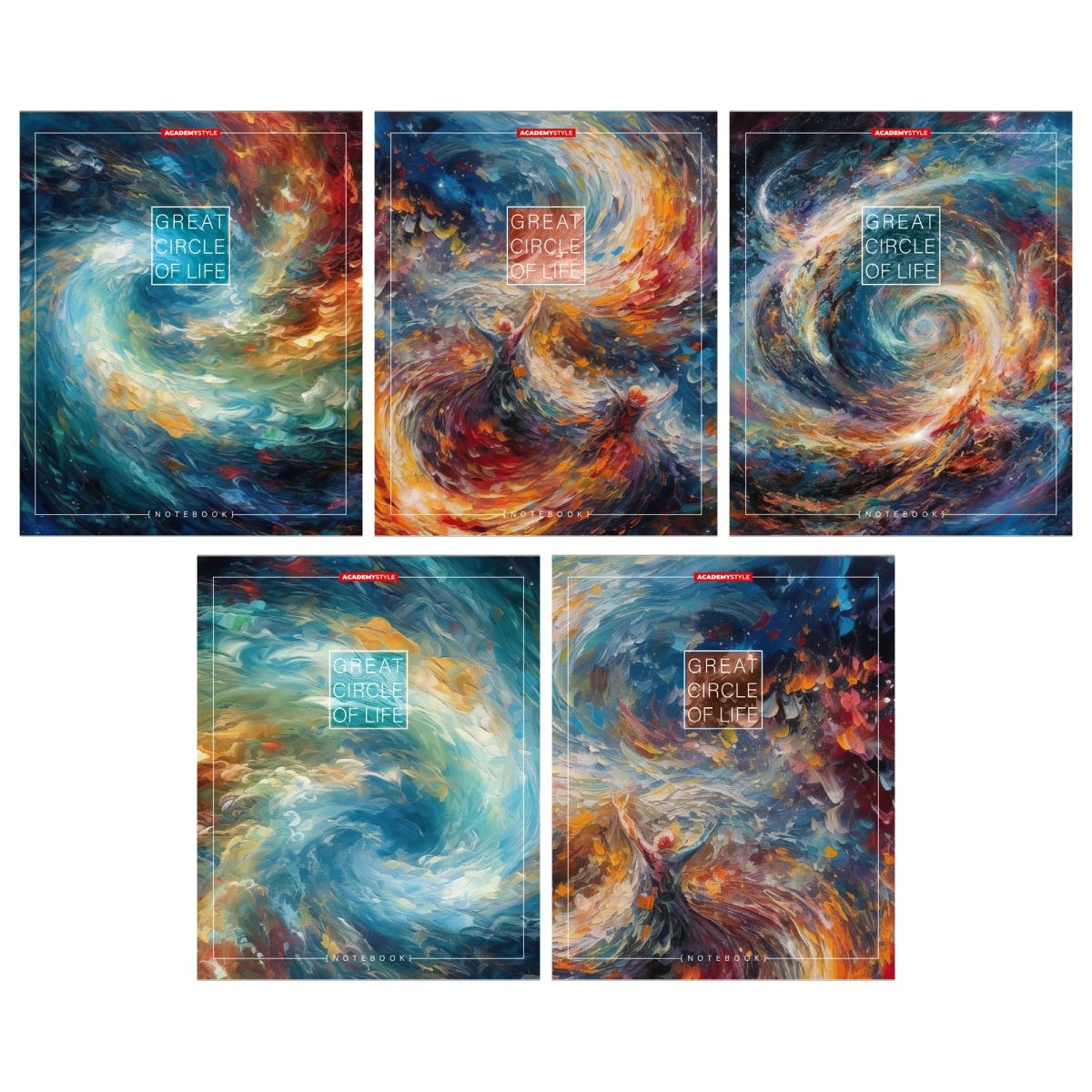 Тетрадь 96л лин Вихри цвета 14155/5 Полиграф Принт