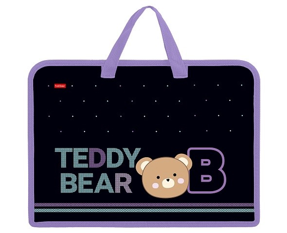 Папка д/дев А4 пластиковая на молнии с ручками Мишка Тедди 08087 Хатбер